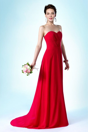 Szyfon Serduszko Długi Przyjęcie Latem Elegancki Sukienka dla Druhen - Strona 1
