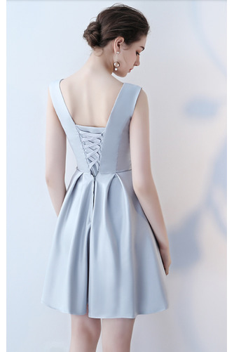 Sznurowane Linia A Glamour Średni Satyna Sukienka dla Druhen - Strona 6