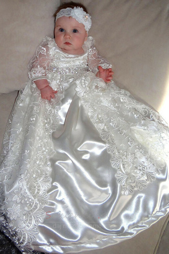 Długi Elegancki Klejnot Koronki Girlanda Zimowe Sukienka do chrztu - Strona 1