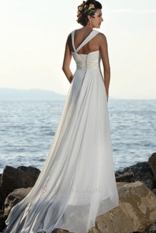 Imperium talia Plaża Plisowane Asymetryczny Szyja Sukienka ślubne