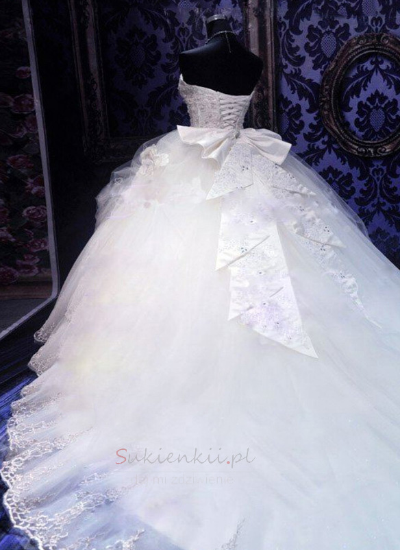 Suknia balowa Sznurowane Baskijski talii Kościelna Sukienka ślubne